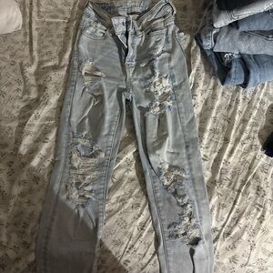 American Eagle Outfitters Blue Skinny Distressed Jeans